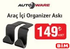 AUTOWARE ARAÇ İÇİ ORGANİZER ASKI
